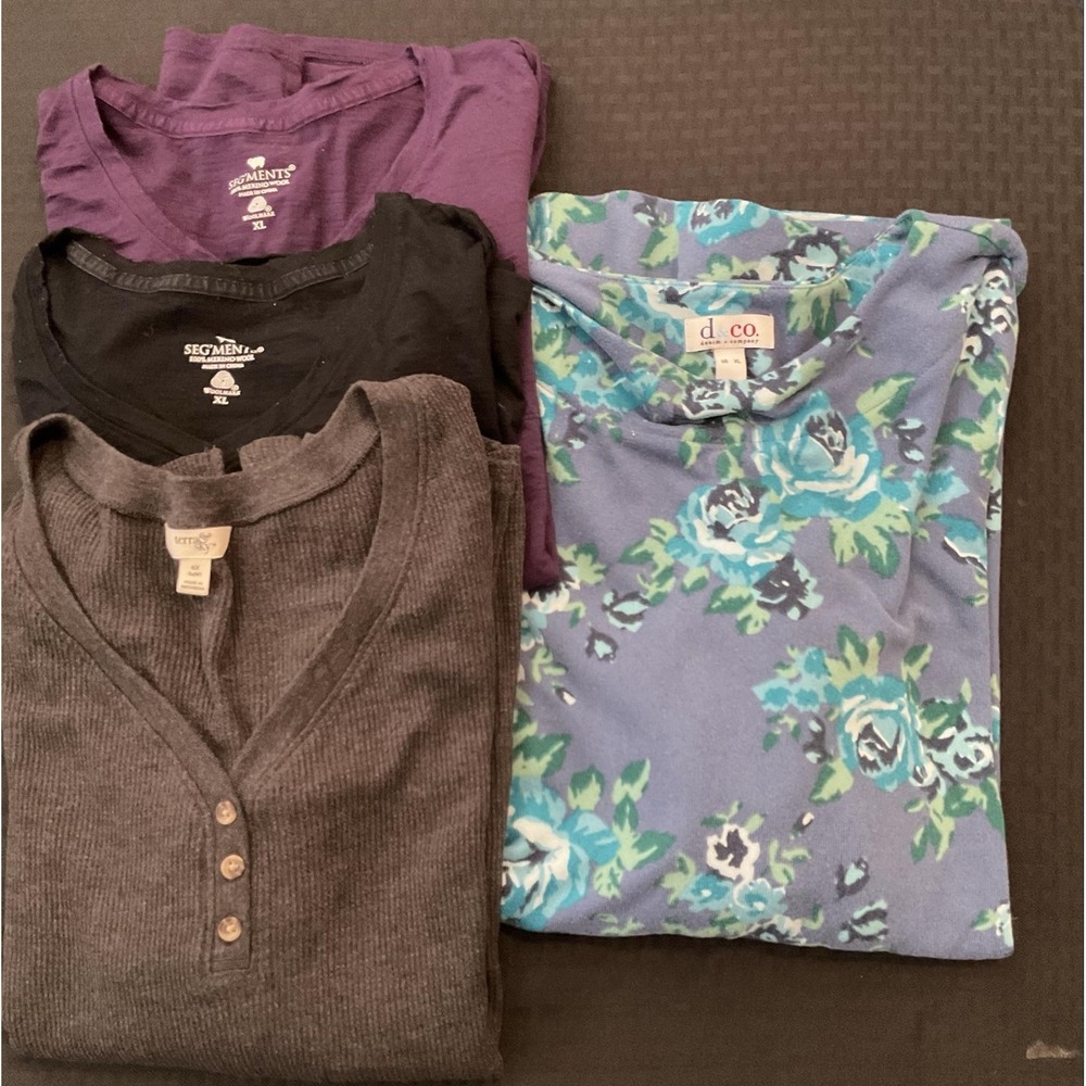 Mixed Brand Shirts Womens XL Lot Of 4 Long Sleeve Merino Wool Knit Tops